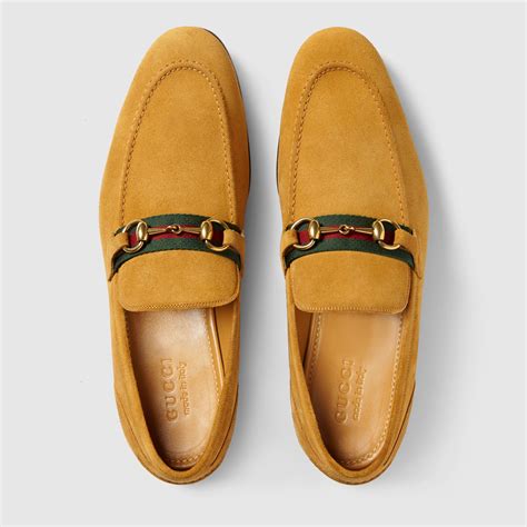 gucci horsebit burnished-suede loafers|Gucci Horsebit suede web loafer.